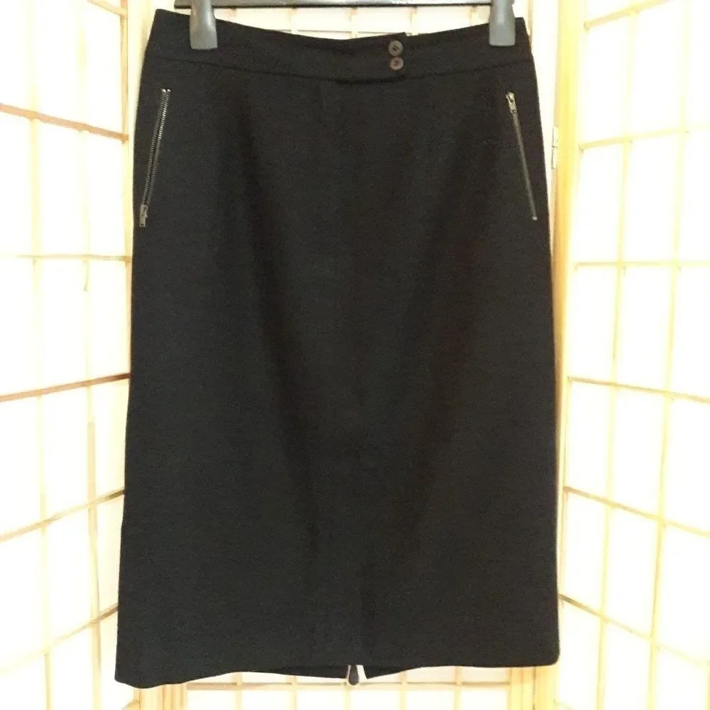 Harve Benard Zip Back Pockets Wool Blend Skirt